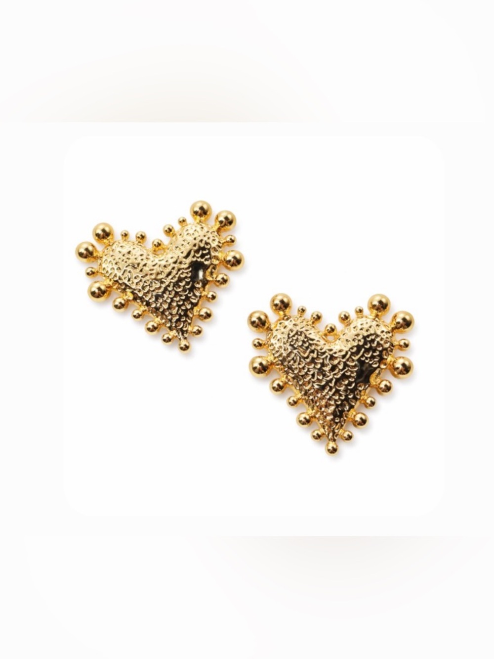 Two Textured Gold Heart Buttons - Women Jewelry